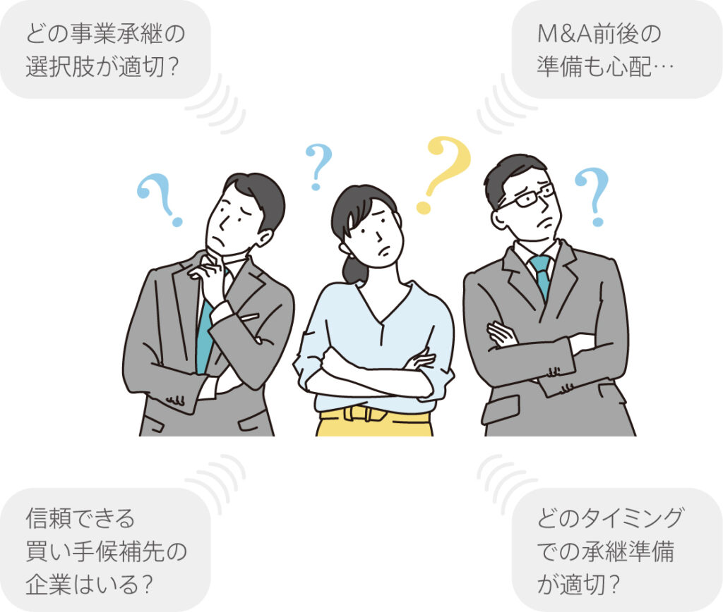 事業承継、M&Aでの様々なお悩みごと